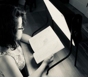 theresa with light box